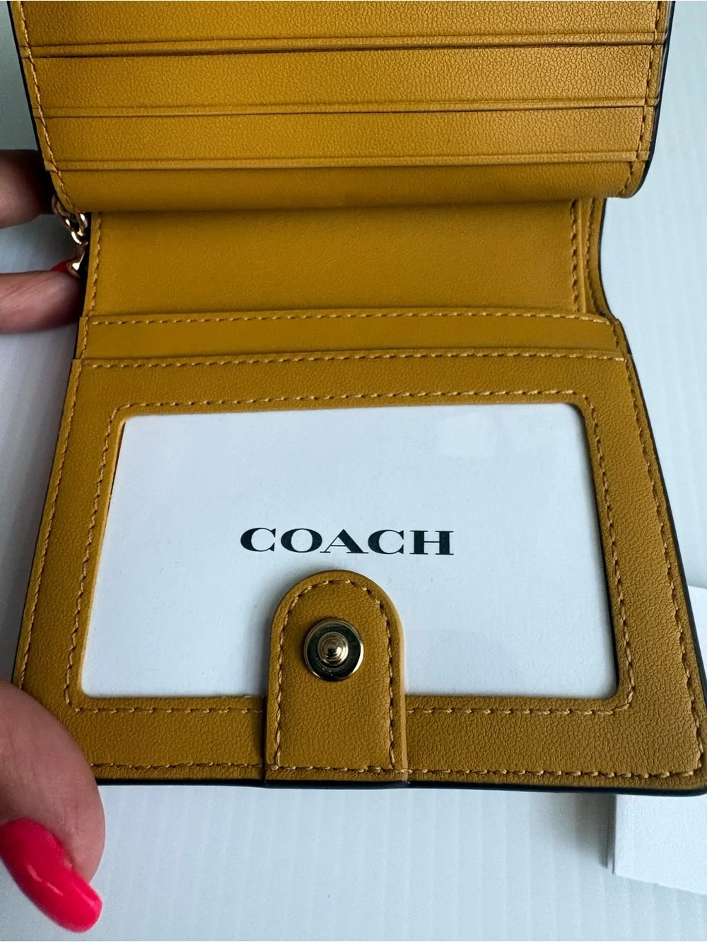 Coach Croc-Embossed Leather Bifold Wallet in Mustard